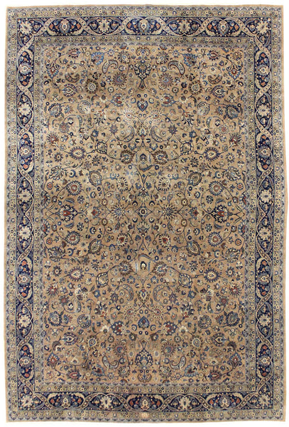 Antique Mashad Handwoven Traditional Rug