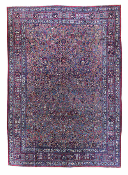 Antique Mashad Handwoven Traditional Rug