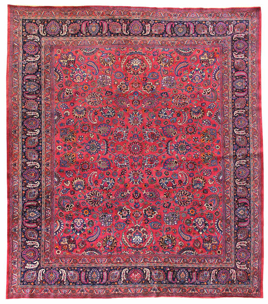 Antique Mashad Handwoven Traditional Rug