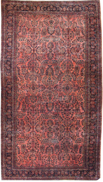 Antique Sarouk Handwoven Traditional Rug