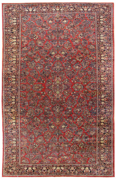 Antique Sarouk Handwoven Traditional Rug