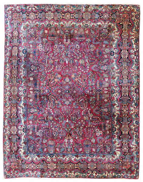 Antique Sarouk Handwoven Traditional Rug