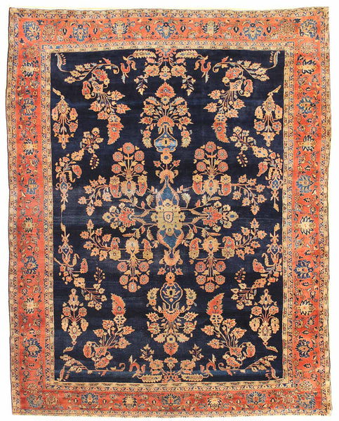 Antique Sarouk Handwoven Traditional Rug