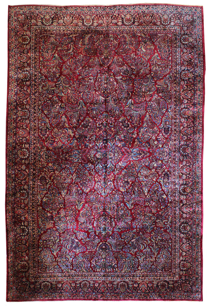 Antique Sarouk Handwoven Traditional Rug