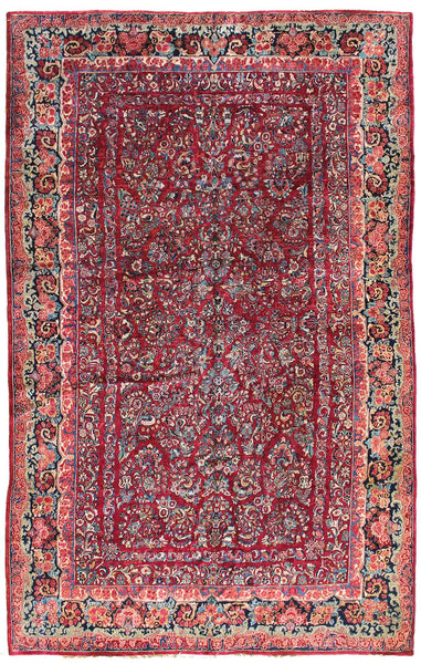 Antique Sarouk Handwoven Traditional Rug