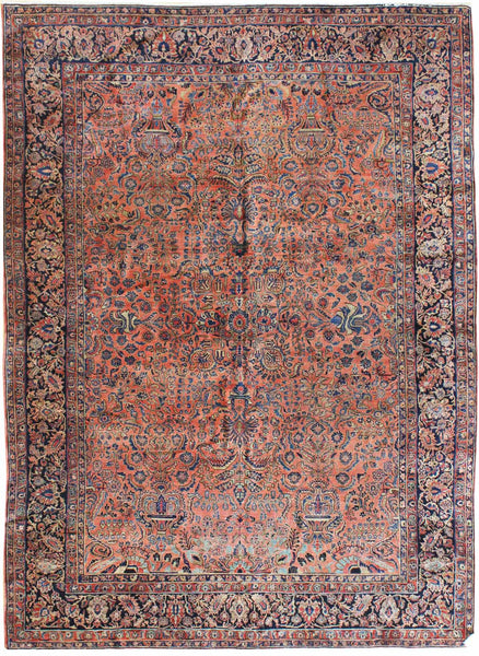 Antique Sarouk Handwoven Traditional Rug