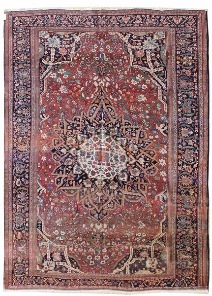 Antique Sarouk Handwoven Traditional Rug