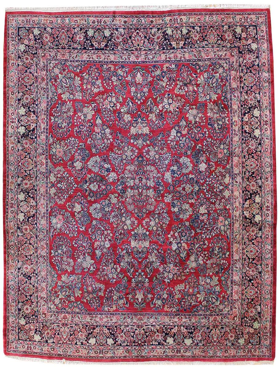 Antique Sarouk Handwoven Traditional Rug