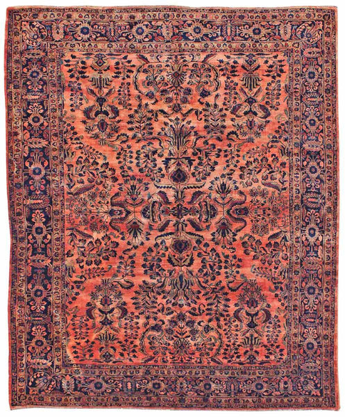 Antique Sarouk Handwoven Traditional Rug