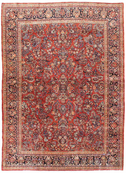 Antique Sarouk Handwoven Traditional Rug