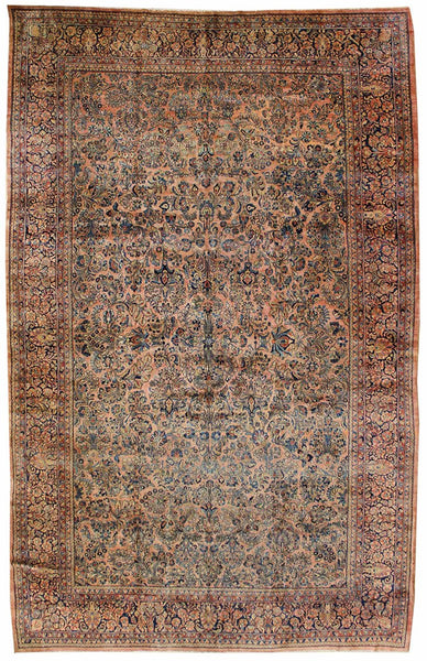 Antique Sarouk Handwoven Traditional Rug