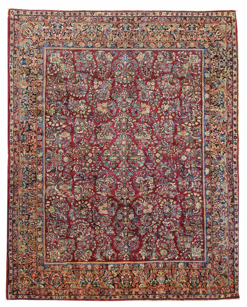 Antique Sarouk Handwoven Traditional Rug