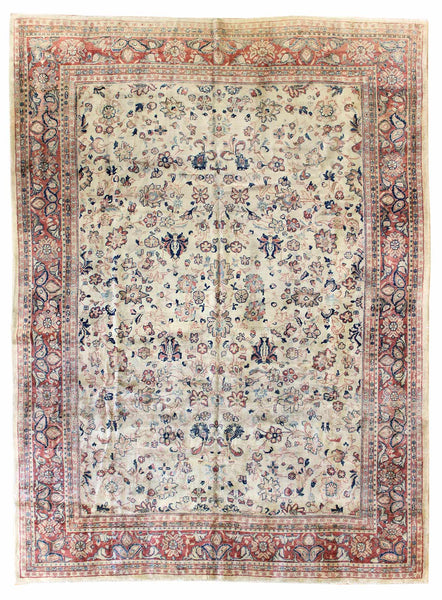 Antique Sarouk Handwoven Traditional Rug