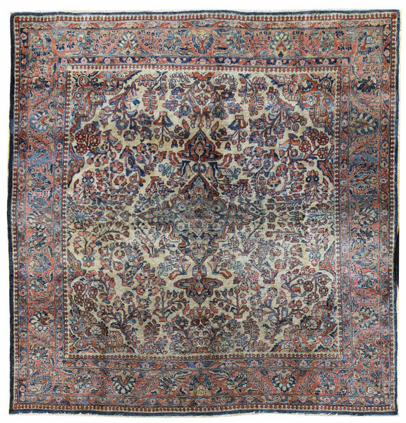 Antique Sarouk Handwoven Traditional Rug