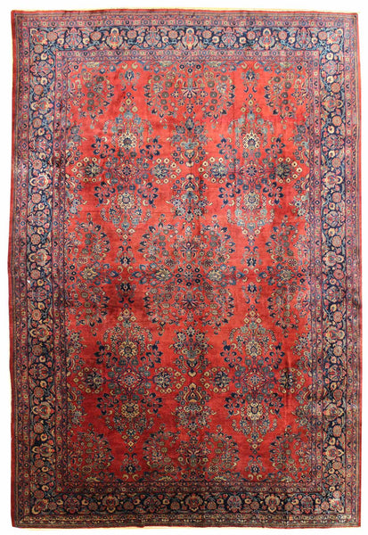 Antique Sarouk Handwoven Traditional Rug