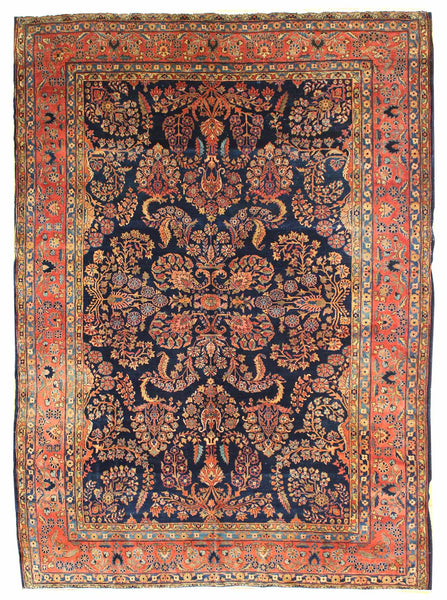 Antique Sarouk Handwoven Traditional Rug