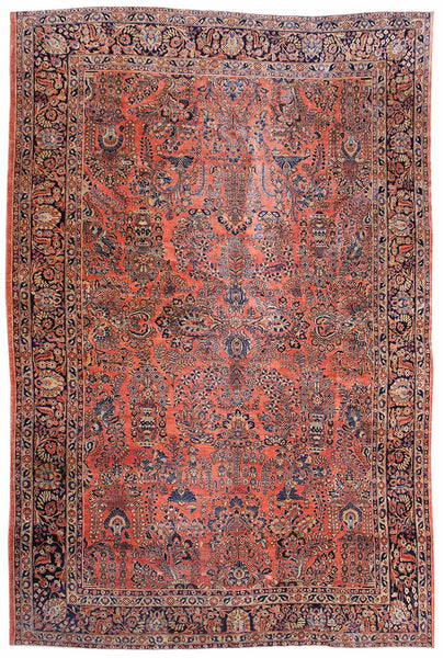 Antique Sarouk Handwoven Traditional Rug