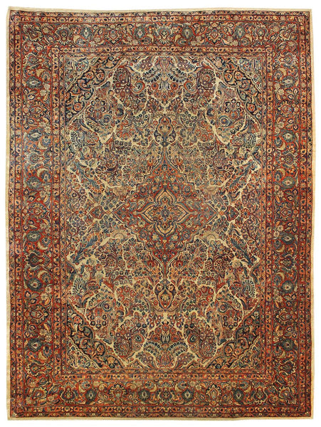 Antique Sarouk Handwoven Traditional Rug