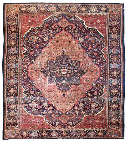 Antique Sarouk Handwoven Traditional Rug