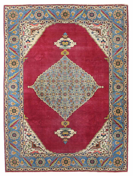 Antique Tabriz Handwoven Traditional Rug