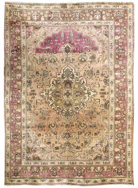 Antique Tabriz Handwoven Traditional Rug