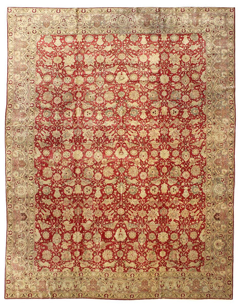 Antique Tabriz Handwoven Traditional Rug