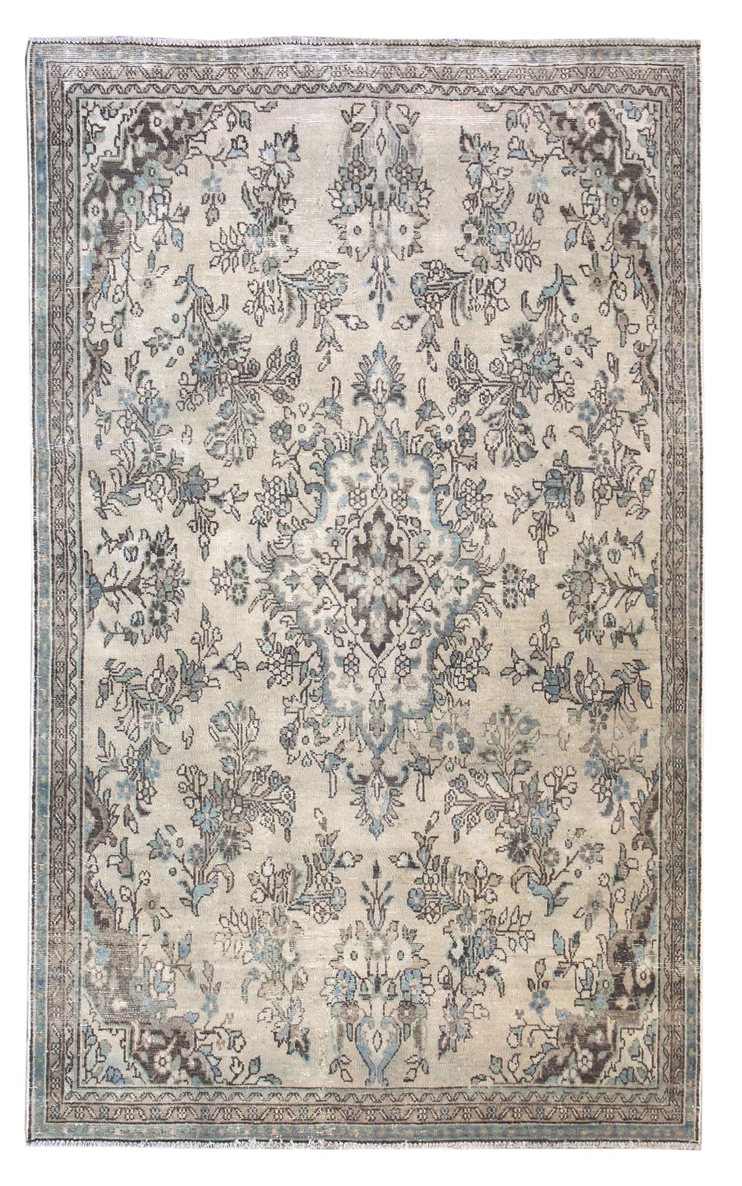 Vintage Hamadan Handwoven Transitional Rug