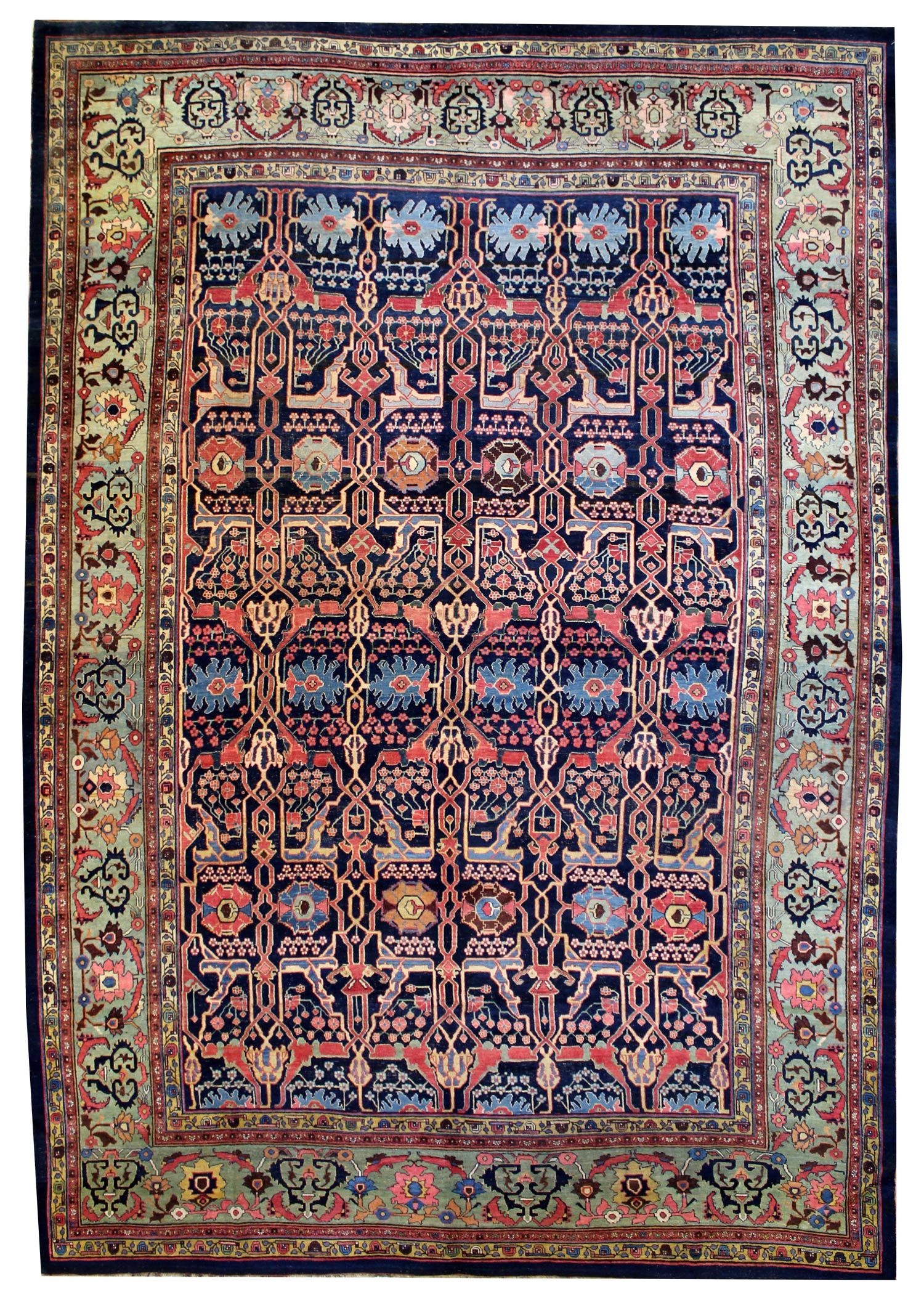 Antique Bijar Handwoven Traditional Rug