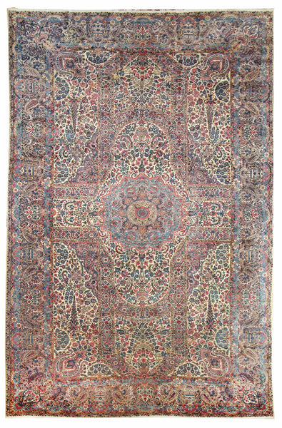 Antique Kerman Handwoven Traditional Rug