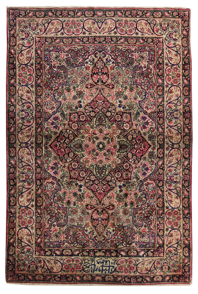 Antique Lavar Kerman Handwoven Traditional Rug