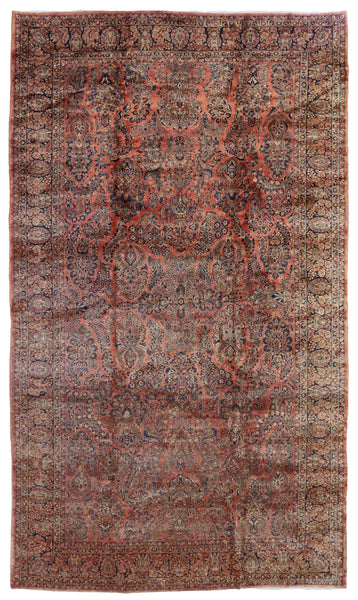 Antique Sarouk Handwoven Traditional Rug