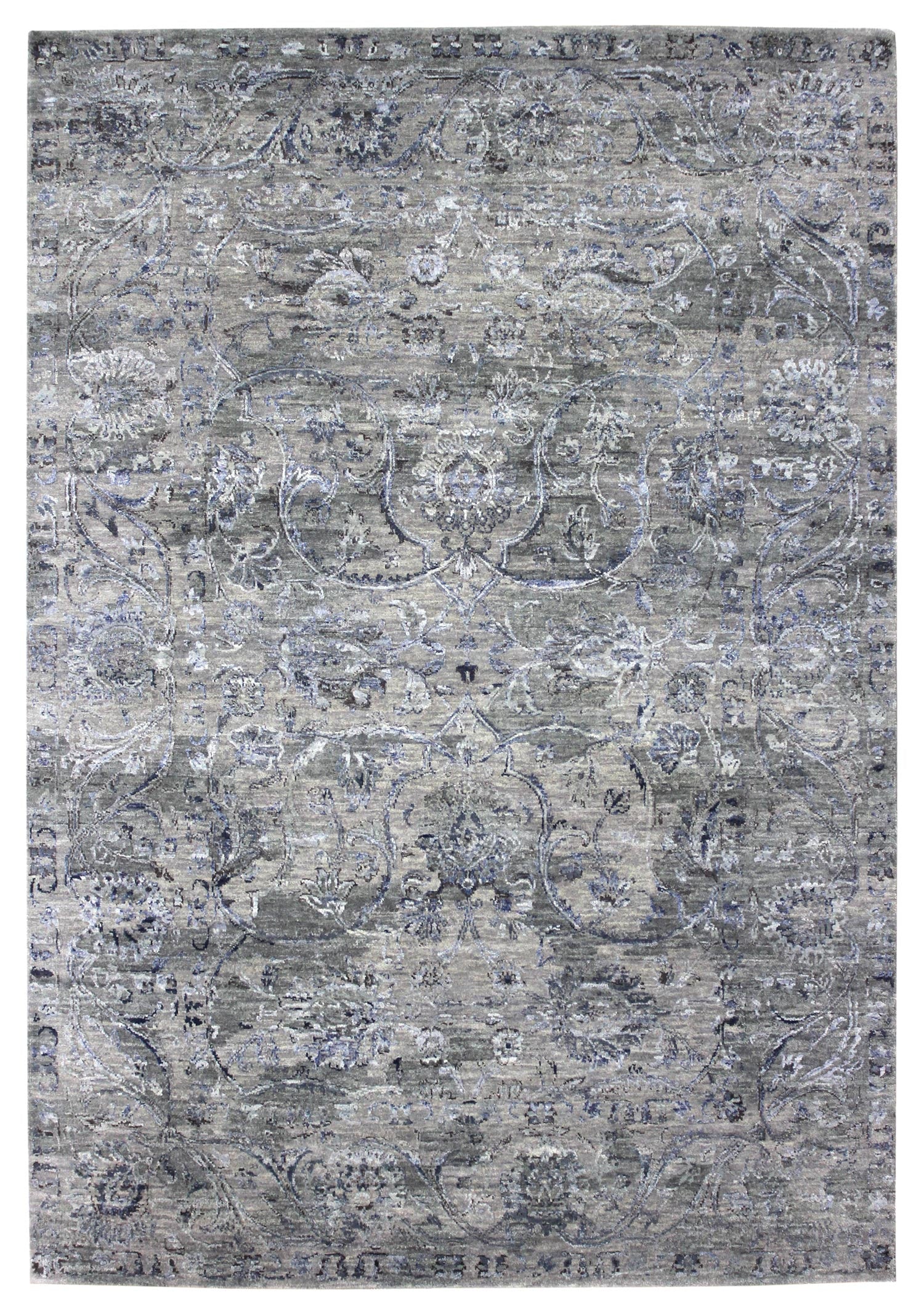 Erased Tabriz Handwoven Transitional Rug