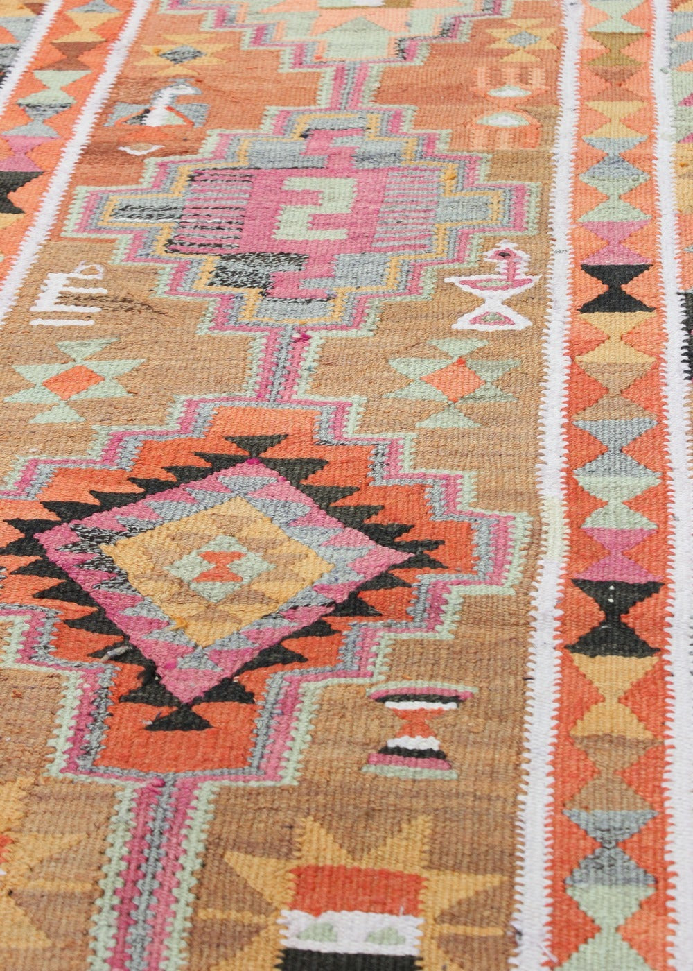 Vintage Herki Kilim Handwoven Tribal Rug, J67104